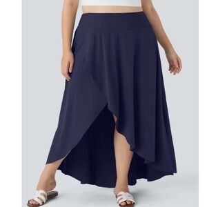Halara Breezeful 2-in-1 High-Waisted‎ High-Low Maxi Skirt 2X Navy